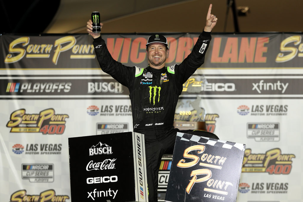 las vegas nascar cup: kurt busch takes playoffs win