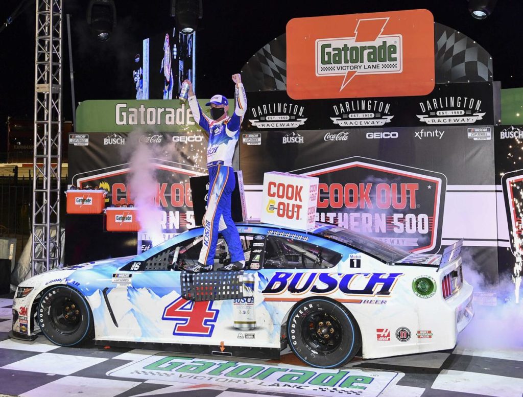 kevin harvick opens cup series playoffs with a win at the southern 500
