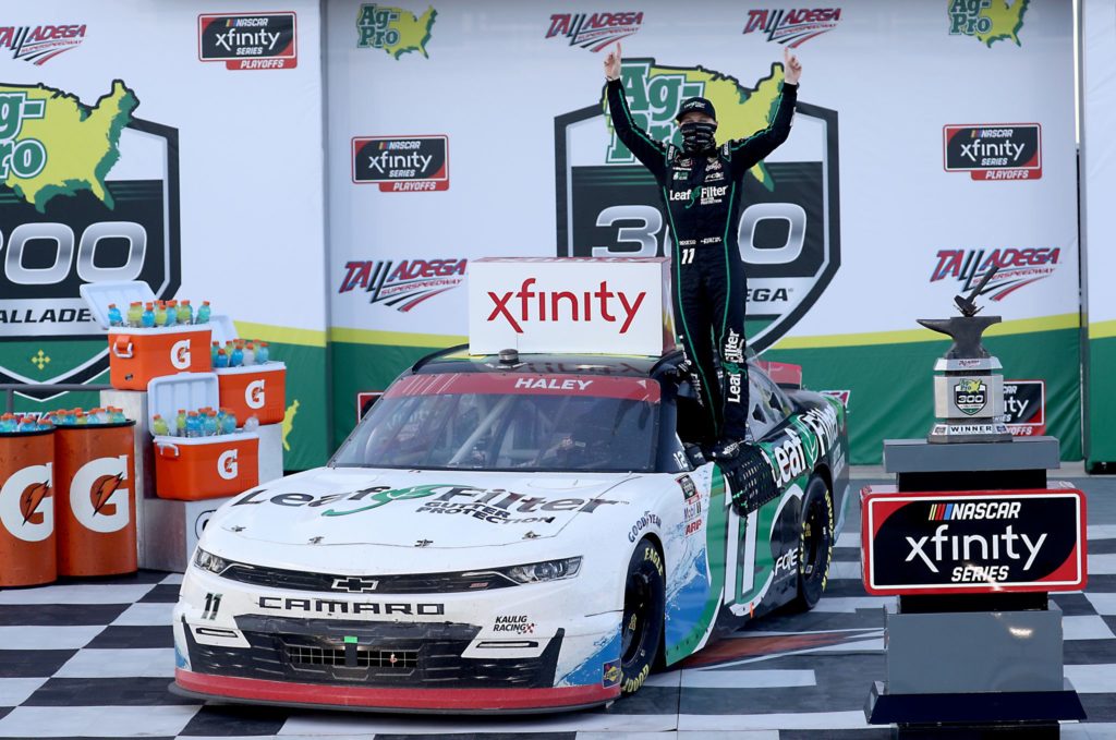 justin haley wins the season-sweep of xfinity series at talladega