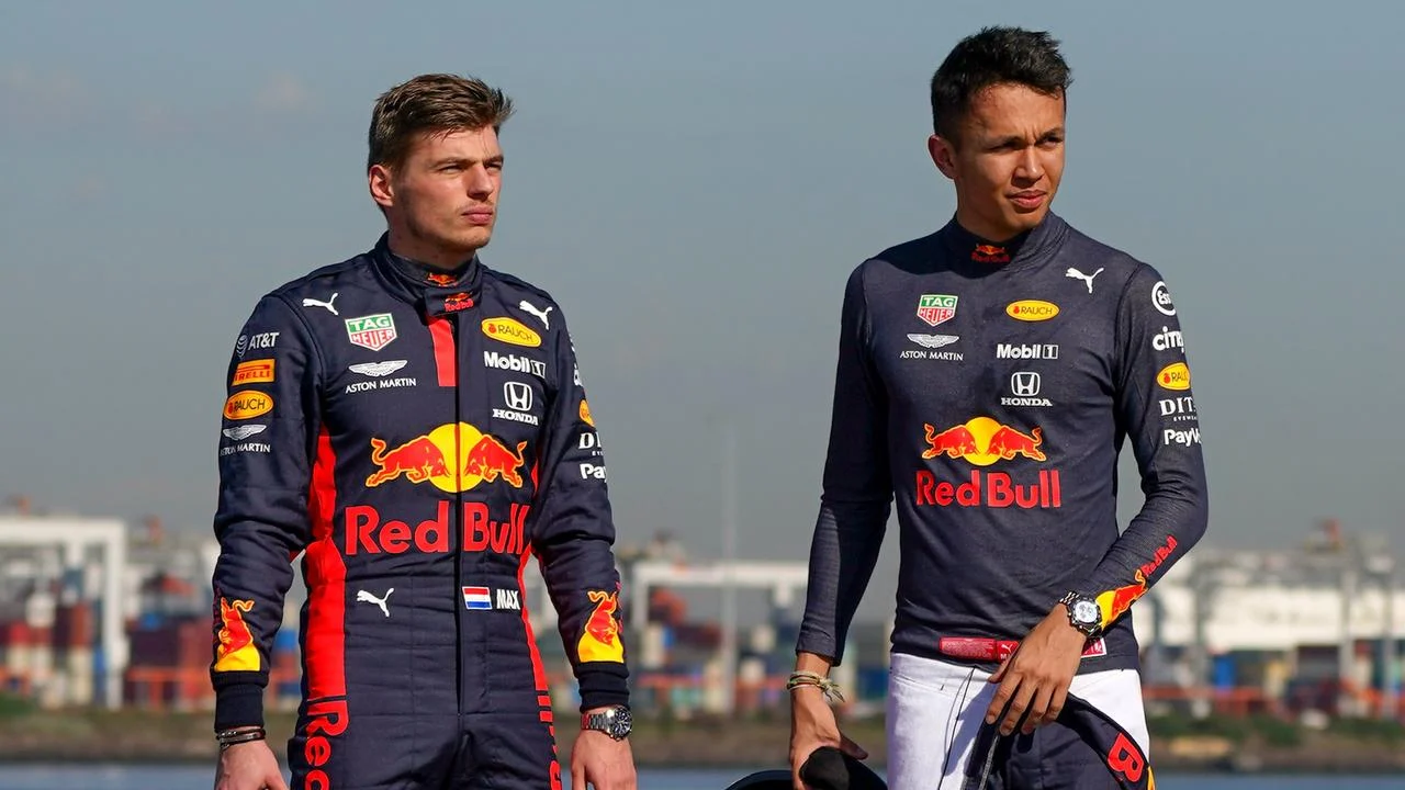 redbull drivers max verstappen and alex albon