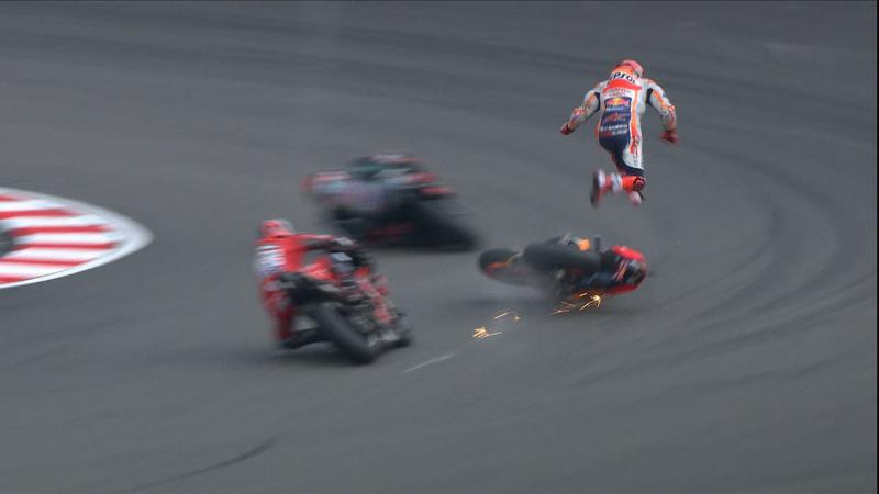 Marquez suffers hand injury in a violent crash in quali