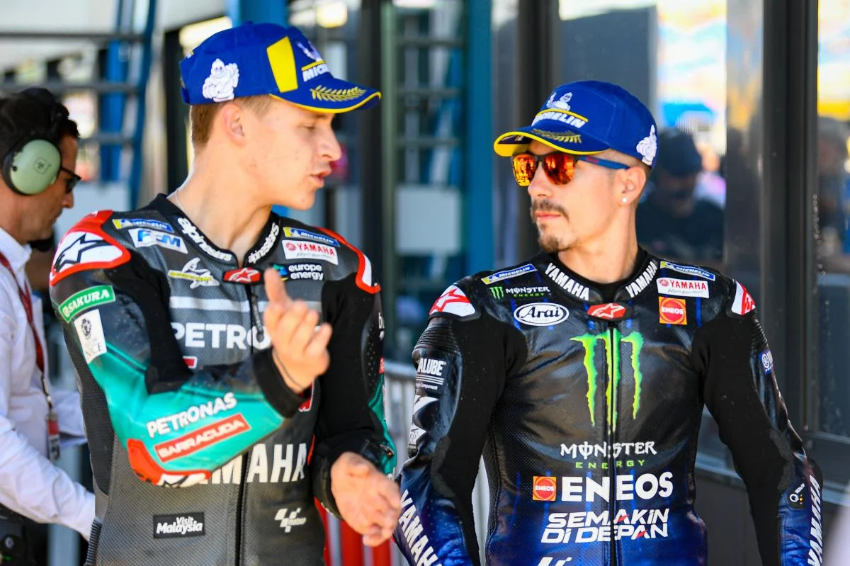 petronas SRT Yamaha rider Fabio Quartararo with Monster Energy rider Maverick Vinales