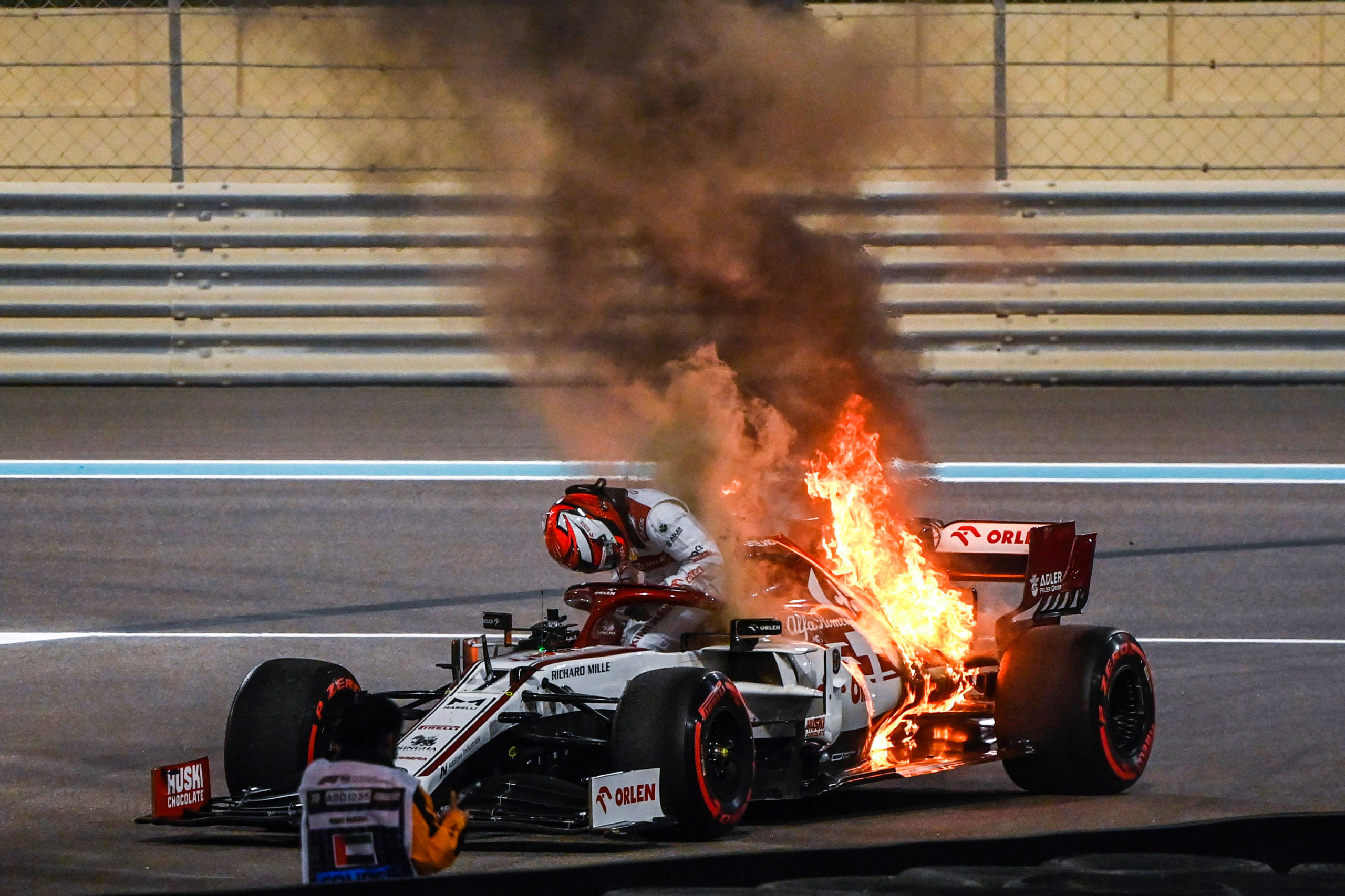 'Ice-cool' Kimi Raikkonen ends his FP2 literally on fire