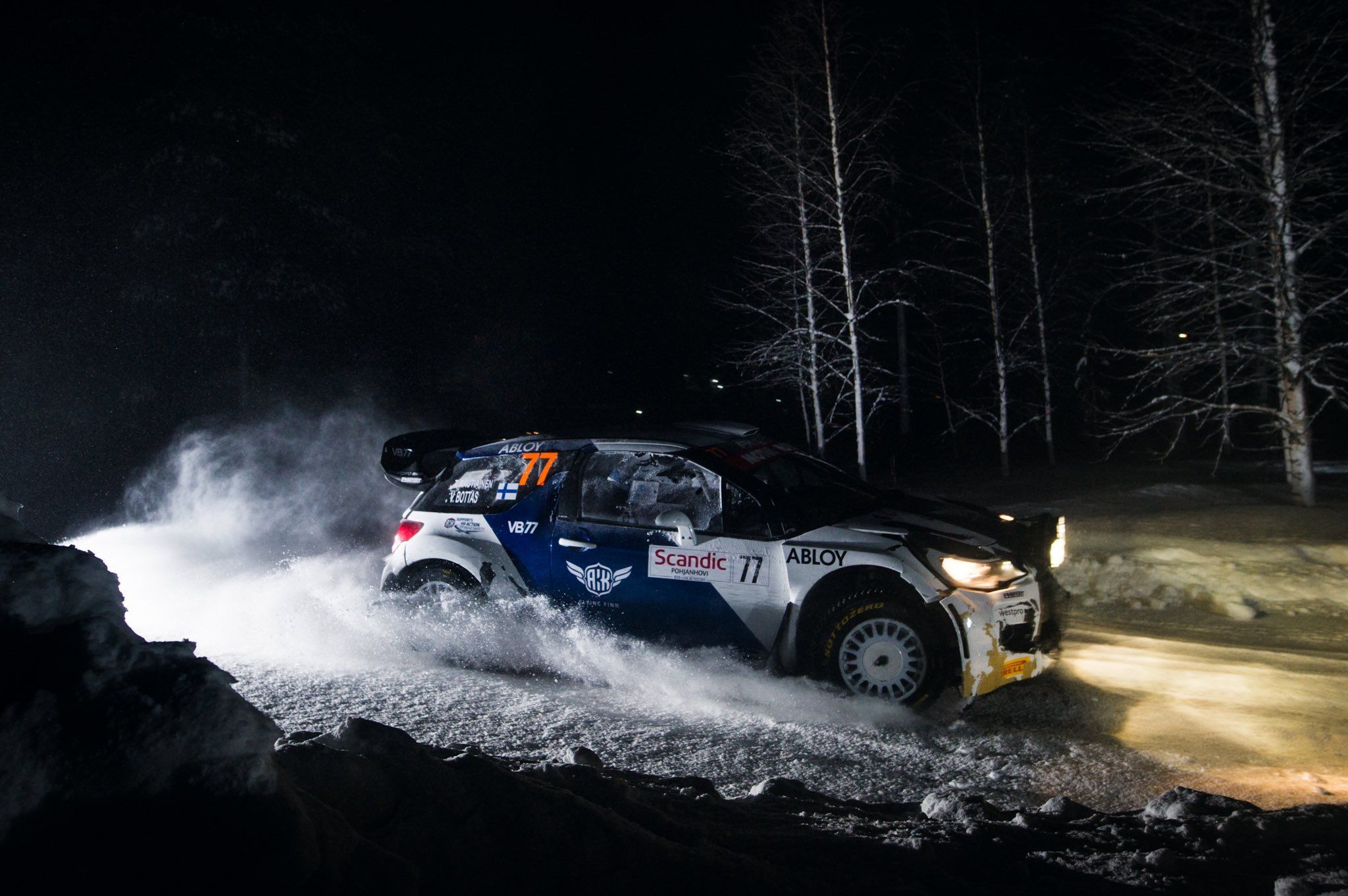 Valtteri Bottas finishes sixth in the Arctic Lapland Rally