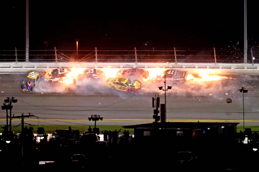 michael mcdowell wins daytona 500 as several cars crash and burst into flames