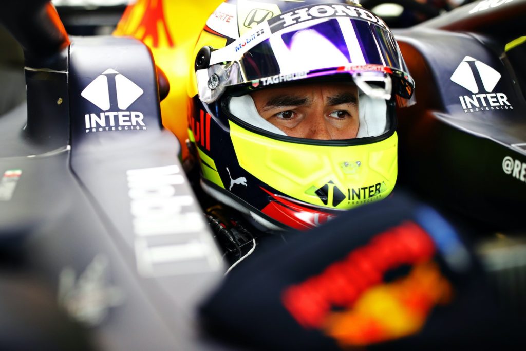 sergio perez tests red bull rb16b at silverstone