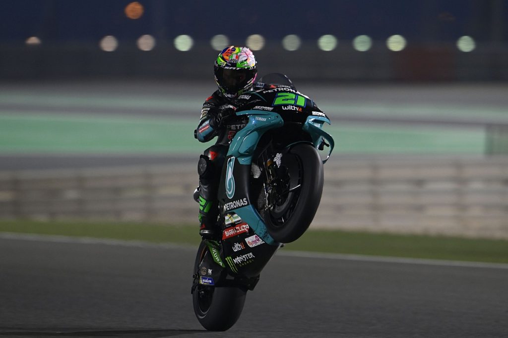 qatar motogp fp1: morbidelli leads as four riders crash