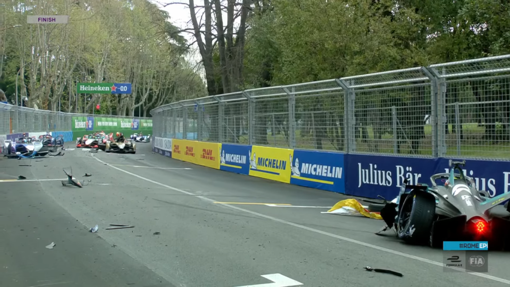 rome e-prix fp2 ends prematurely as turvey crashes into vergne and jake dennis