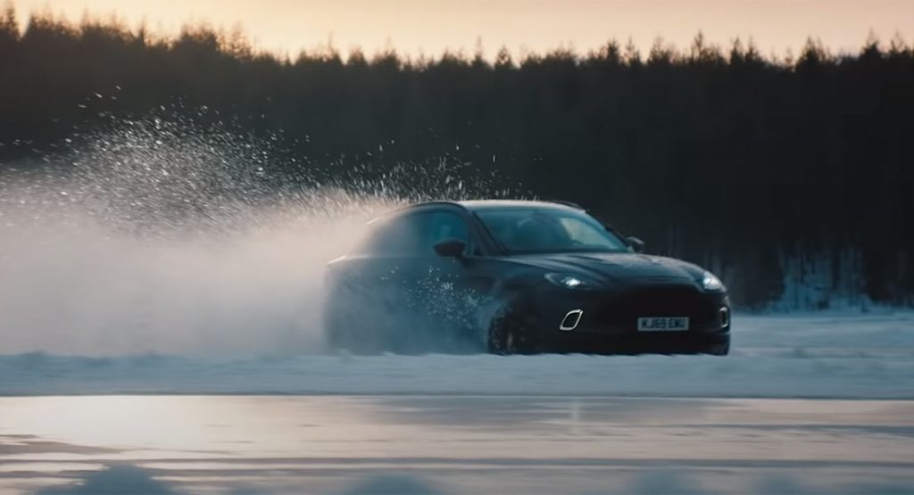 Sebastian Vettel takes Aston Martin DBX for a snow spin