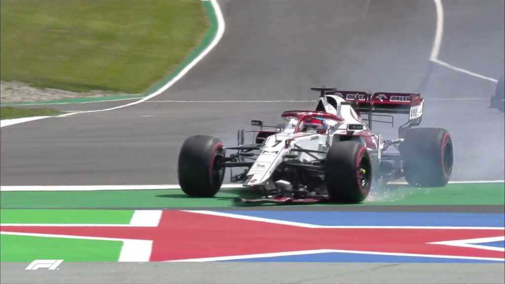 raikkonen out of portuguese gp after contact with teammate giovinazzi