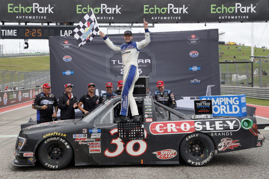 todd gilliland wins cota truck race amid early penalty