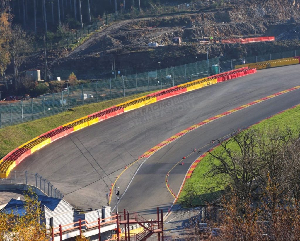local drivers test the new eau rouge section at spa-francorchamps