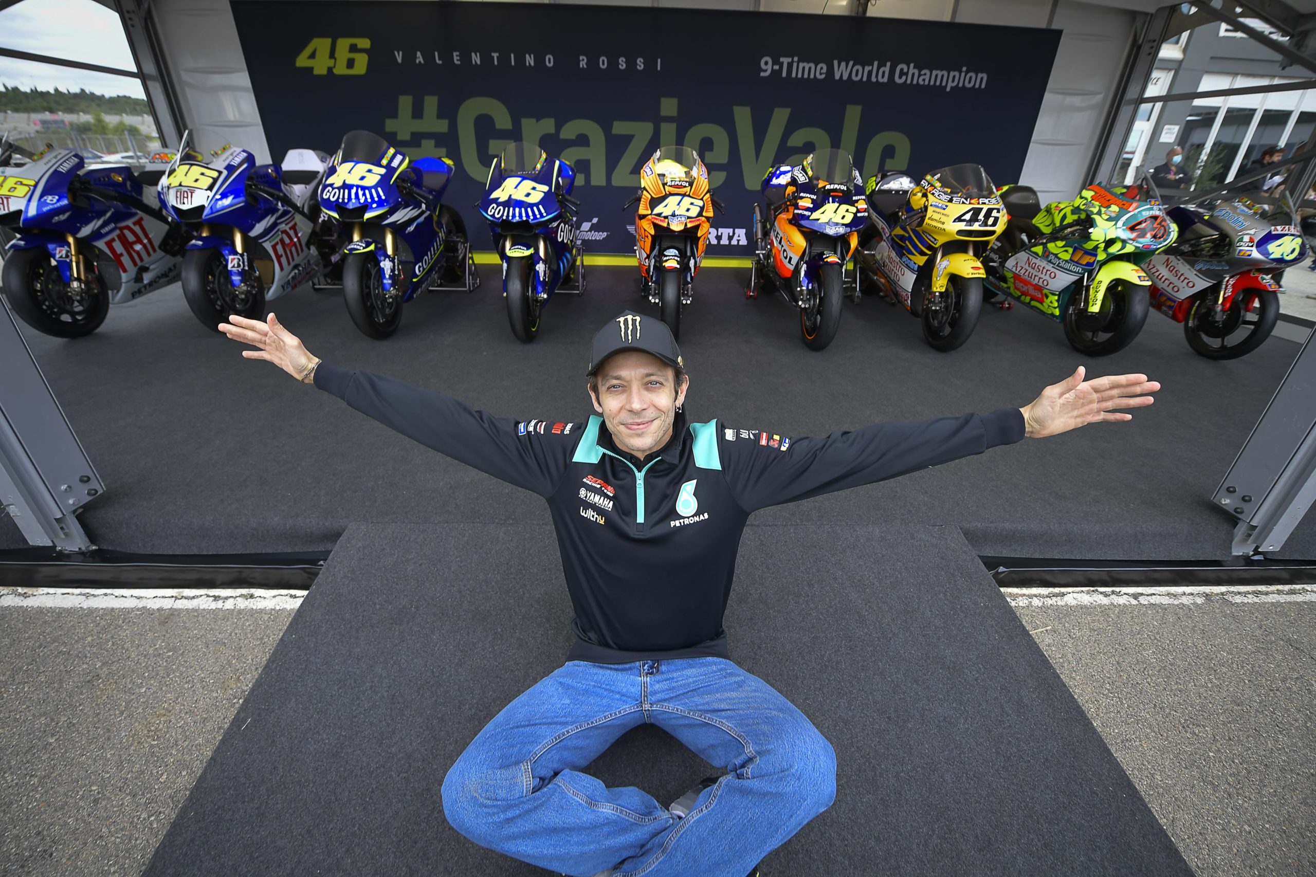 Rossi reunites with his championship winning bikes ahead of his last MotoGP race in Valencia