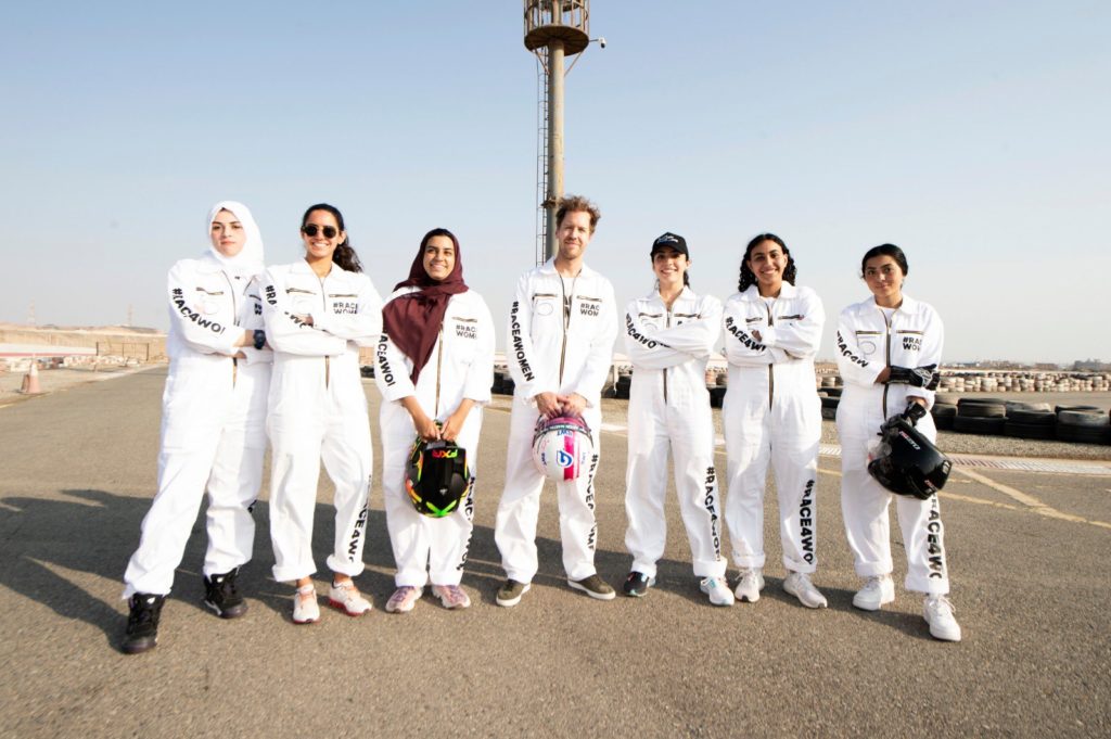 vettel holds a karting event exclusive to females in saudi arabia