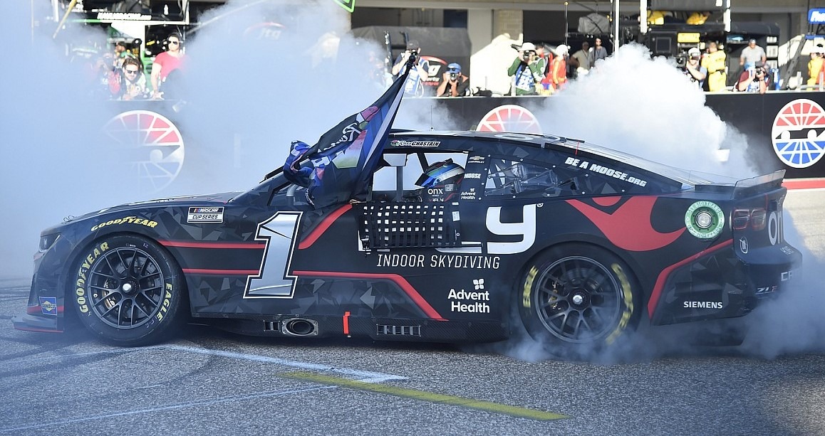 Ross Chastain wins maiden Cup series at COTA after a final lap battle