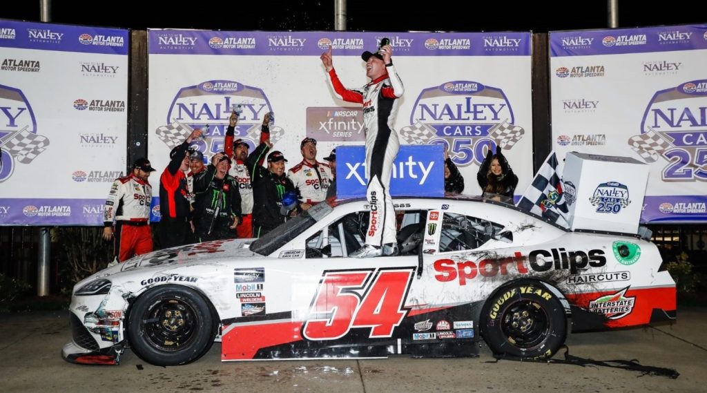 ty gibbs wins xfinity race at atlanta after making a move during overtime