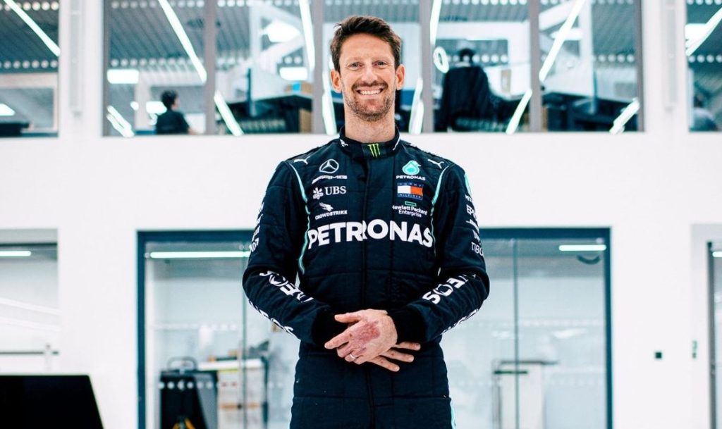 romain grosjean reveals special helmet for mercedes test