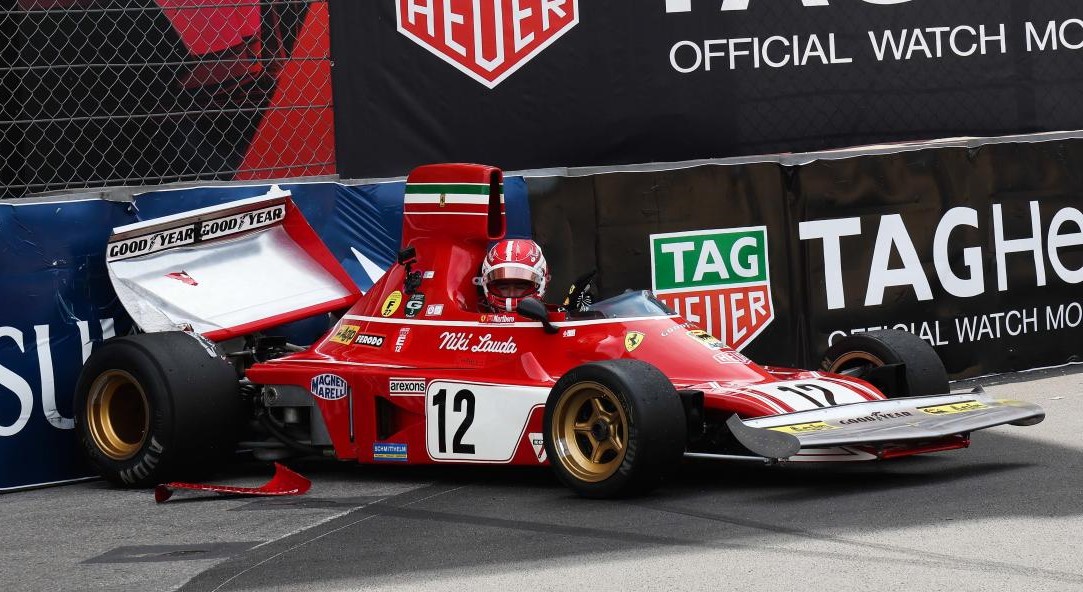 Leclerc crashes Niki Lauda's 1974 Ferrari in Monaco