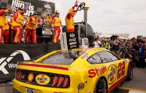 Joey Logano wins WWTR Cup race after an overtime battle with Kyle Busch