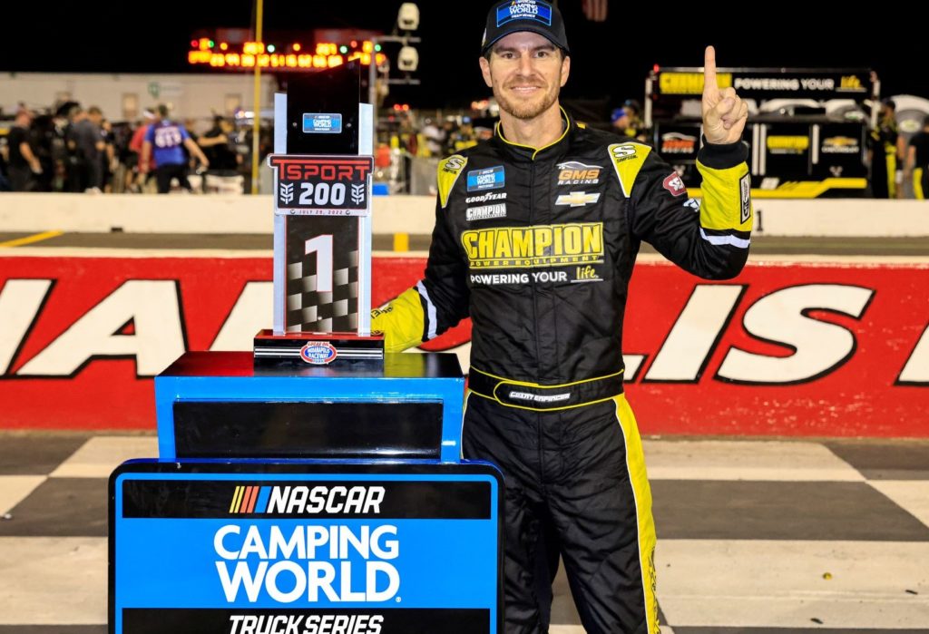 grant enfinger wins first 2022 truck race in indianapolis