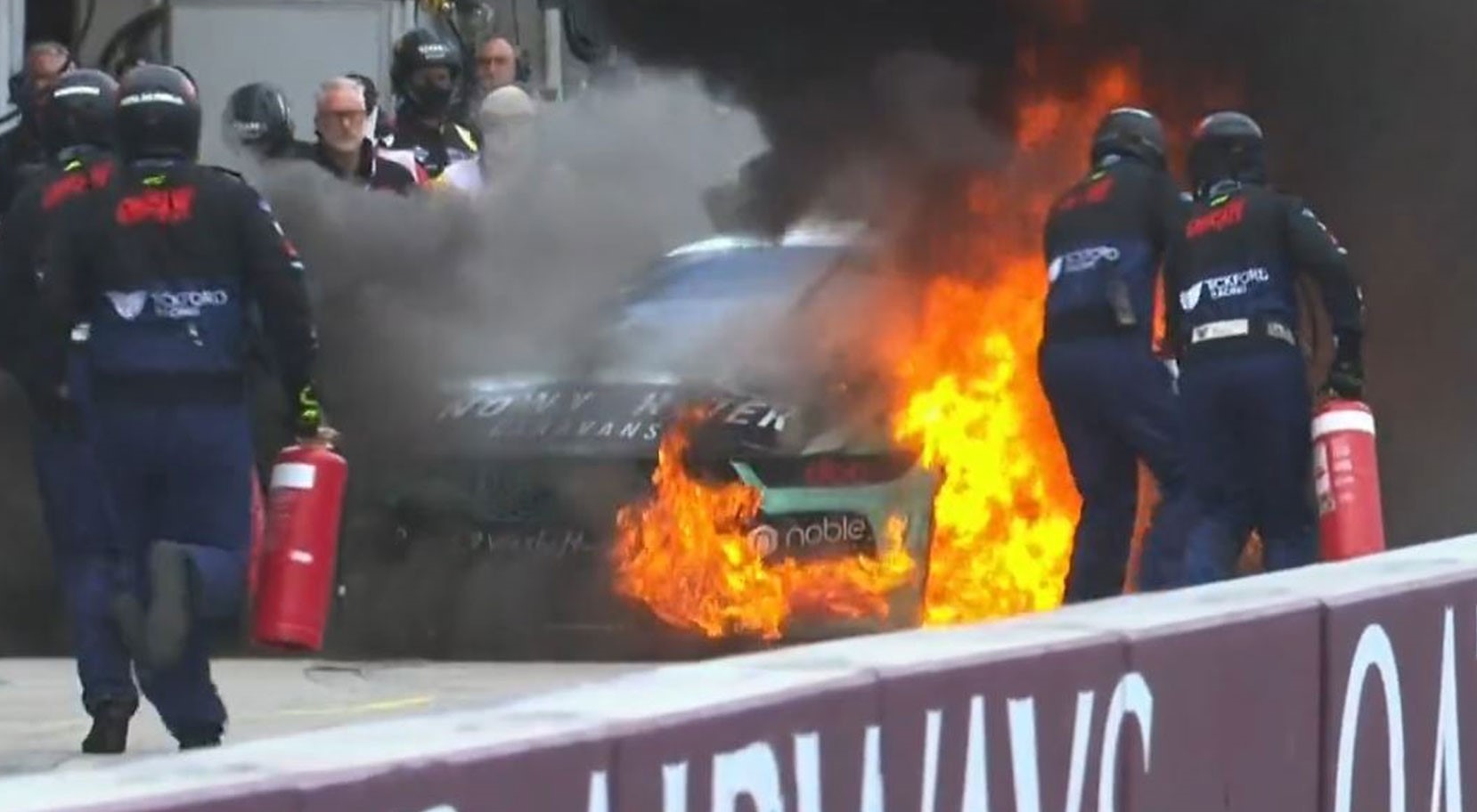 Huge fire interrupts George Russell's interview during Australian GP