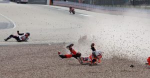 Marquez crashes sweeping out Zarco in the second practice at Sachsenring