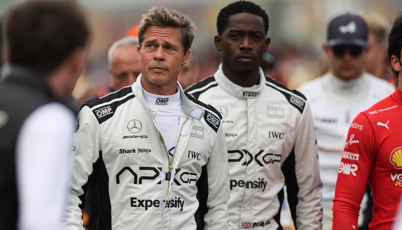 Brad Pitt films movie at the British Grand Prix