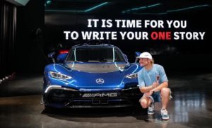 Valtteri Bottas receives his Mercedes AMG ONE