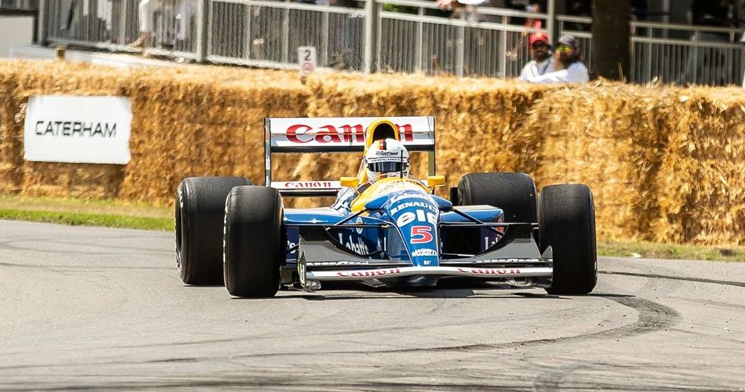 Vettel doughnuts Williams F1 car at Goodwood