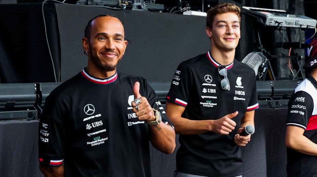 Mercedes,Lewis Hamilton and George Russell