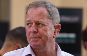 Martin Brundle in an awkward moment after getting ignored by Anthony Joshua