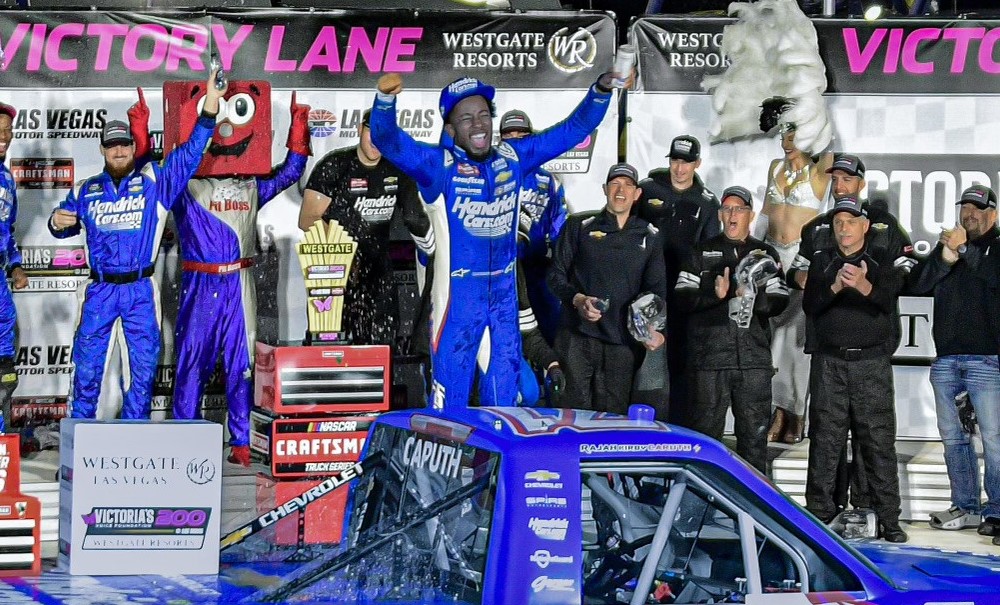 Rajah Caruth congratulated by Bubba Wallace after historic victory in Las Vegas