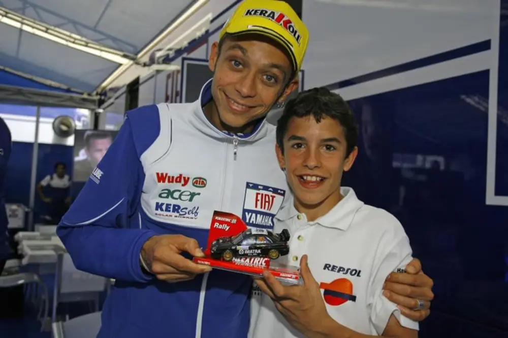 Valentino Rossi pictured with young Marc Marquez at Catalunya, 2008 Catalan Grand Prix