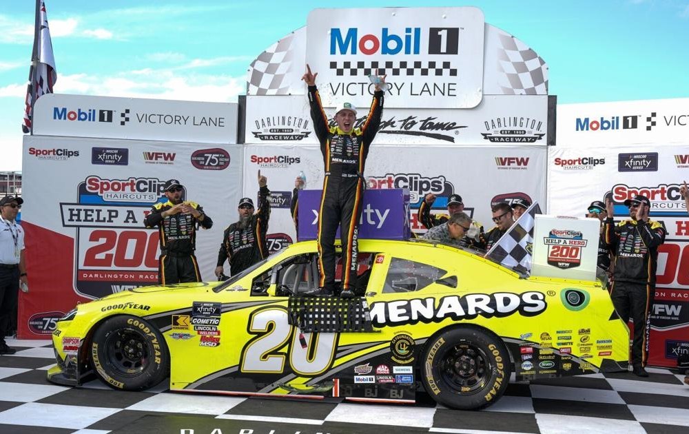 Brandon Jones Xfinity Series win at Darlington Raceway Sport Clips Haircuts VFW Help A Hero 200