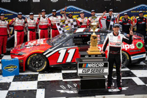 Denny Hamlin Cup Series win at Darlington Goodyear 400 Joe Gibbs Racing pit crew overtime restart