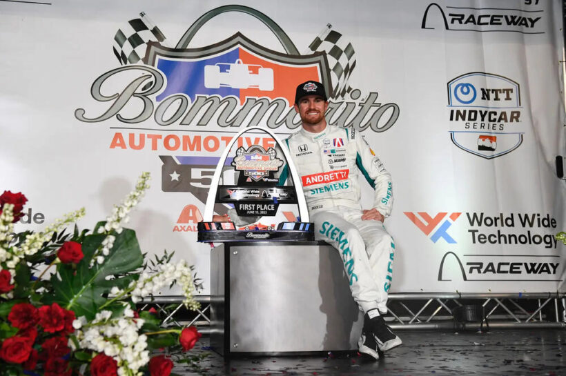 Kyle Kirkwood IndyCar St Louis race victory Pato O’Ward 2025 Bommarito Automotive Group 500