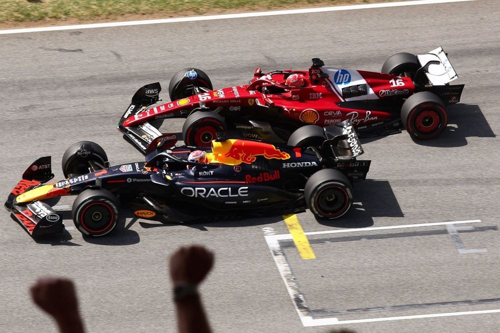 Max Verstappen penalised for Spanish GP collision into George Russell Max Verstappen penalised,Spanish Grand Prix,George Russell,Charles Leclerc,FIA superlicence